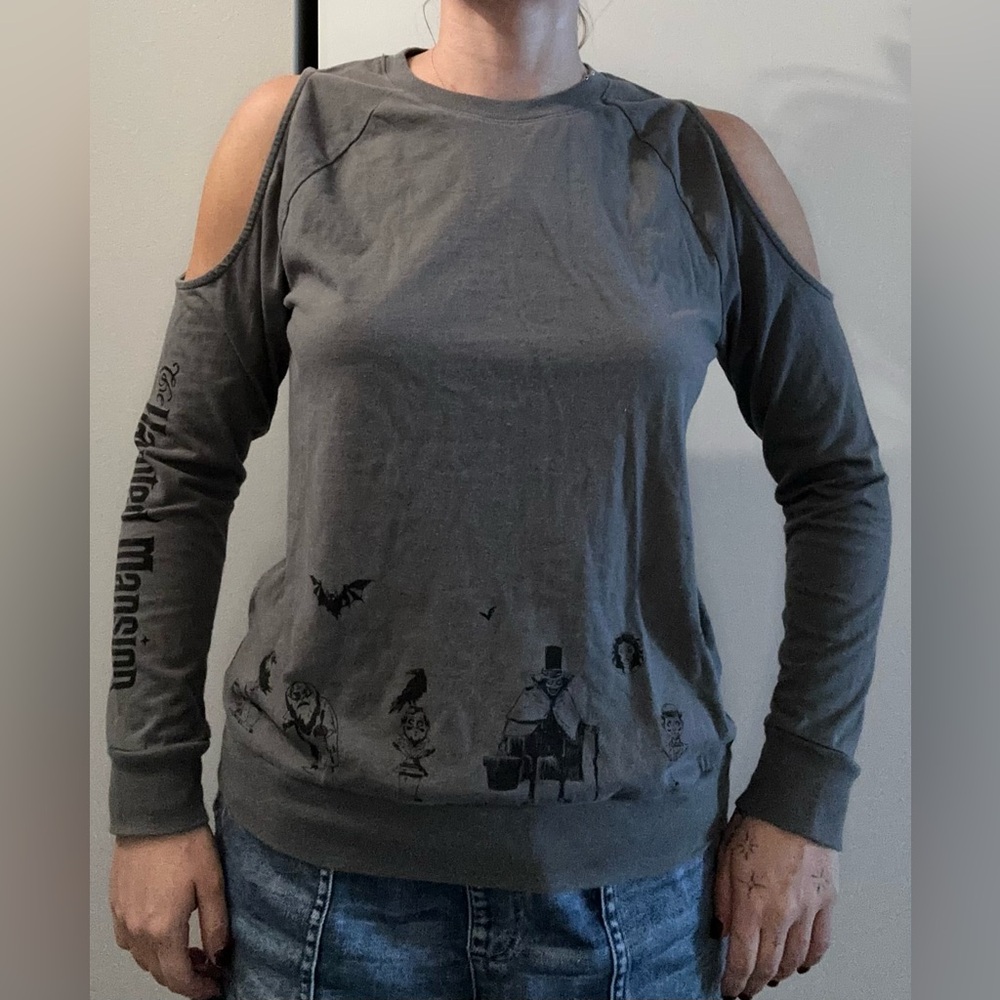 Disney Parks Haunted Mansion Long Sleeve Shirt 👻 | Unisex | Gray | Size M - Picture 9 of 12